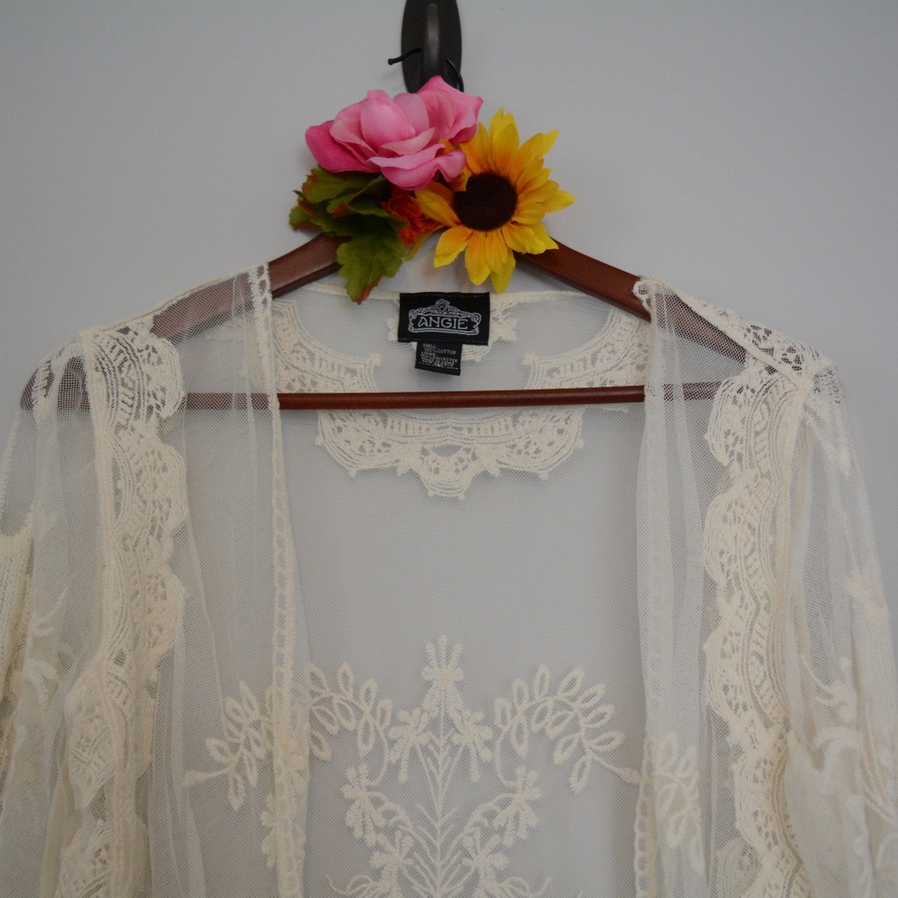 🔥 SALE 🔥 Angie Lace Cream Jacket Blouse S - Picture 3 of 8